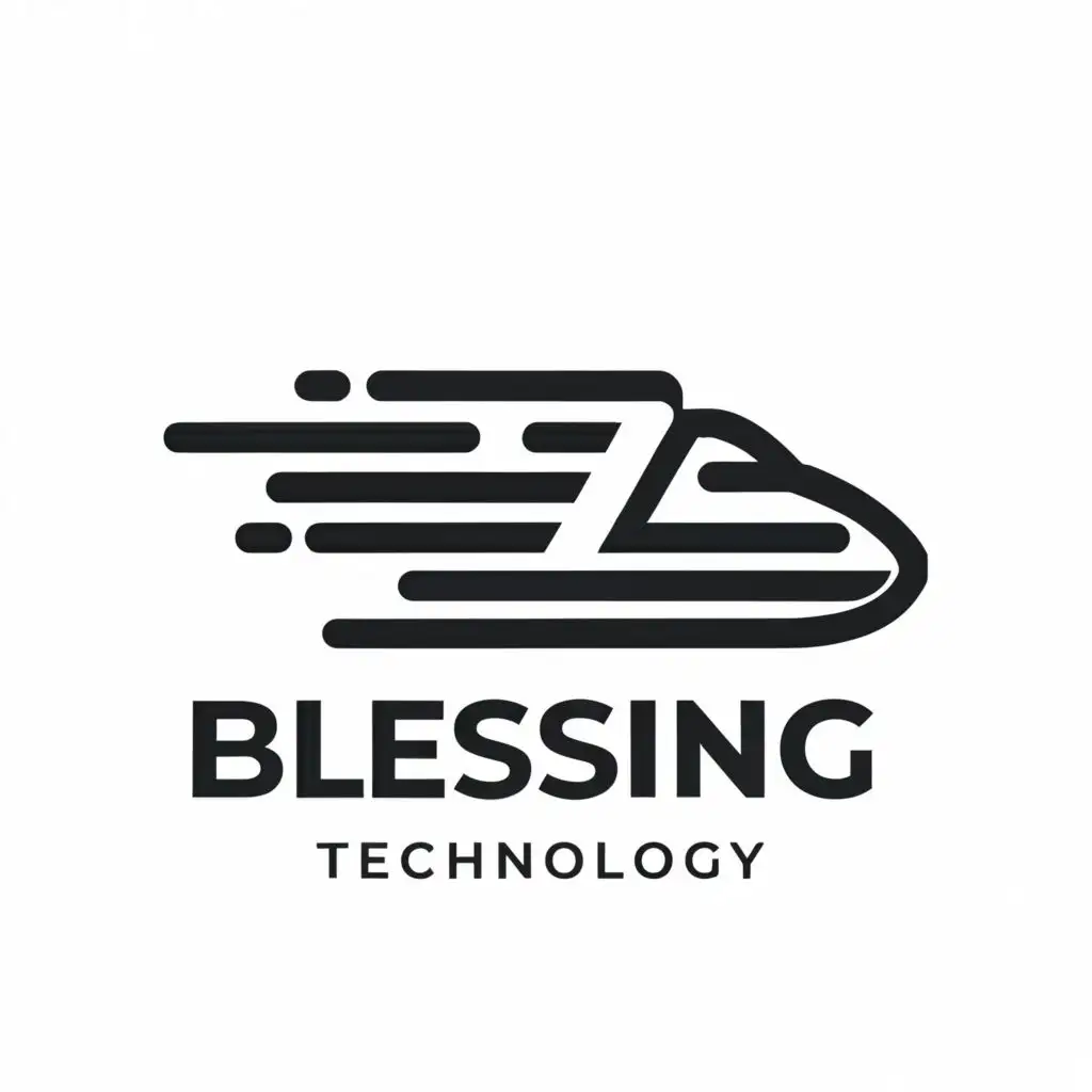 a logo design,with the text "Blessing", main symbol:high speed train,Moderate,be used in Technology industry,clear background