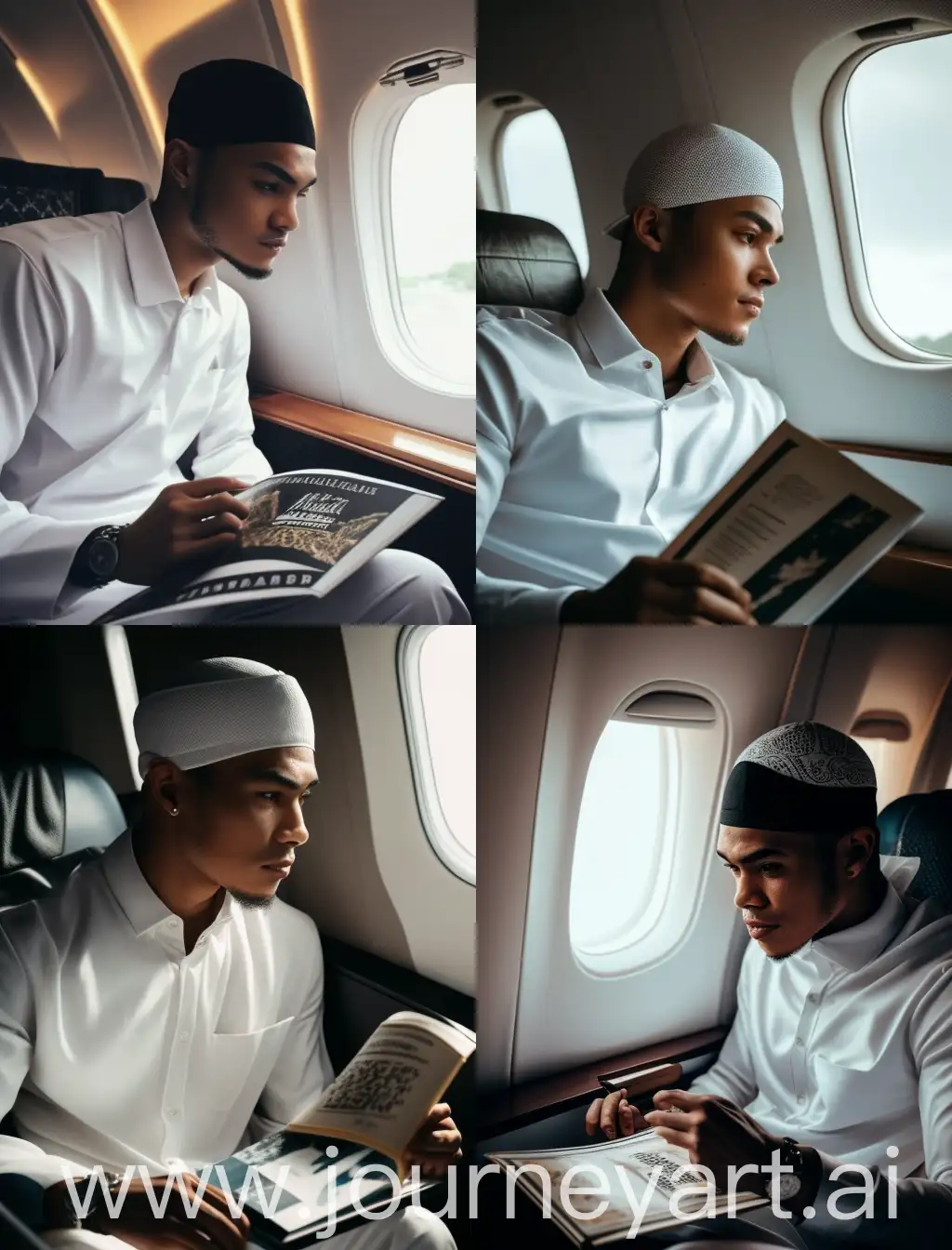 Young-Muslim-Man-Reading-Quran-in-VVIP-Private-Jet-Seat