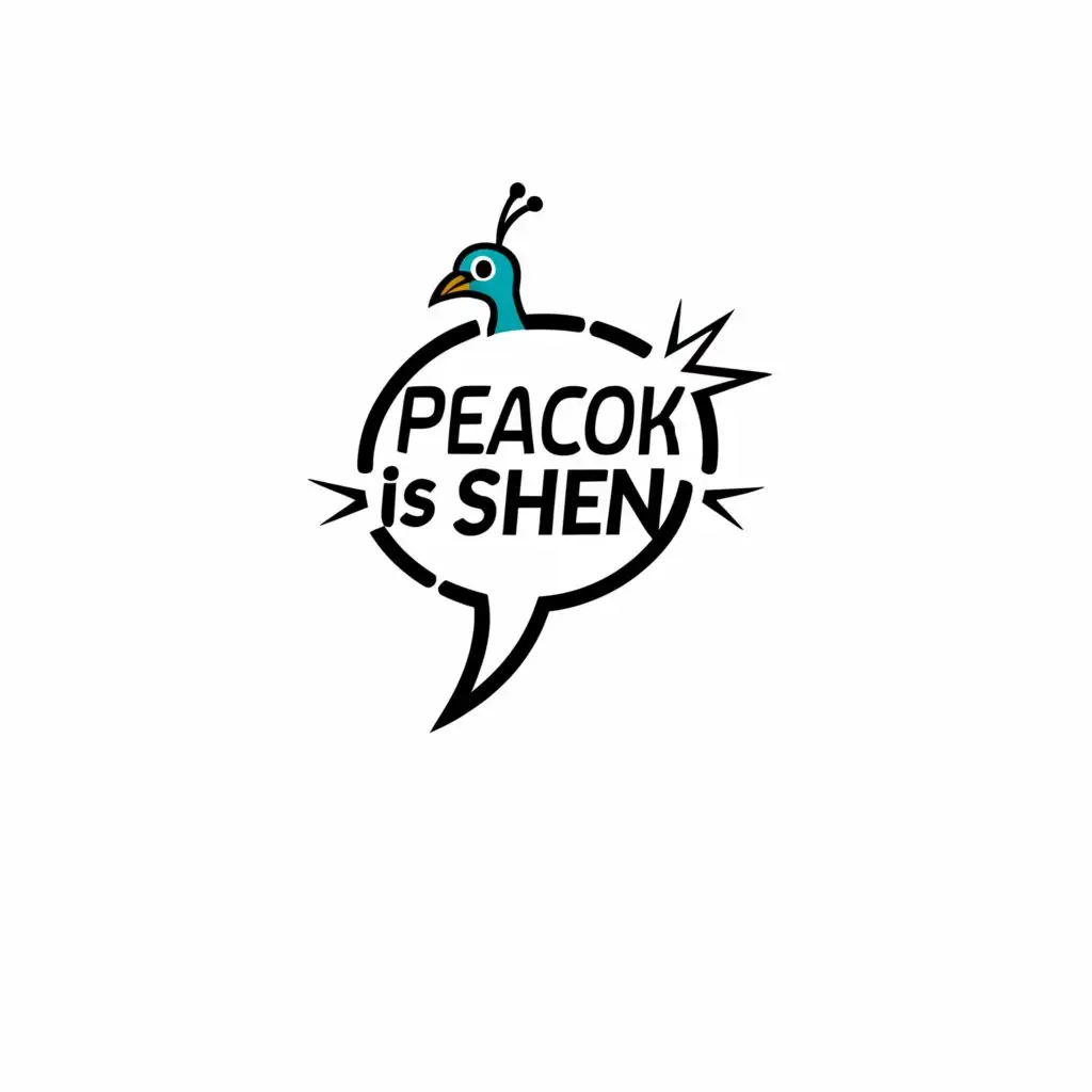LOGO-Design-For-Peacock-is-Shen-Vibrant-Comic-Speech-Bubble-with-Playful-Text