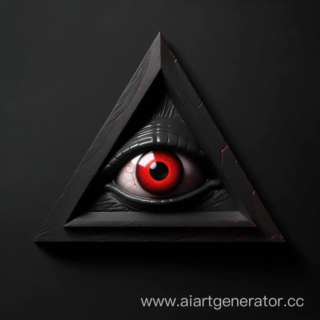 чёрный фон триугольник с красным глазом внутри