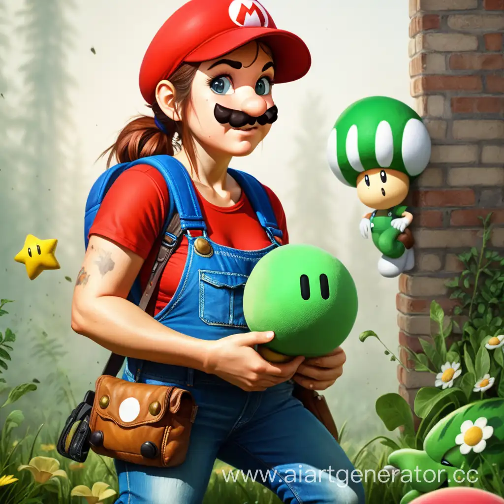 ellie from the last of us dressed as a super mario world character