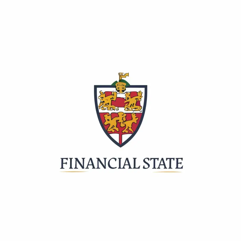 logo, An English long shield with financies, with the text "Financial state", typography, be used in Finance industry