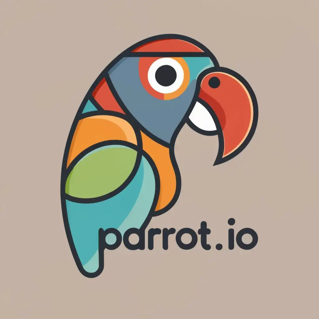 logo, parrot, with the text "Parrot.io", typography