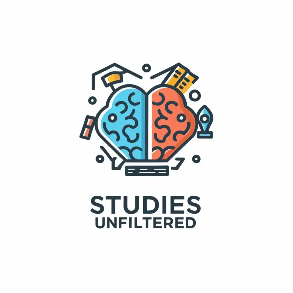 a logo design,with the text "Studies Unfiltered", main symbol:book,brain ,studies items,Moderate,be used in Internet industry,clear background
