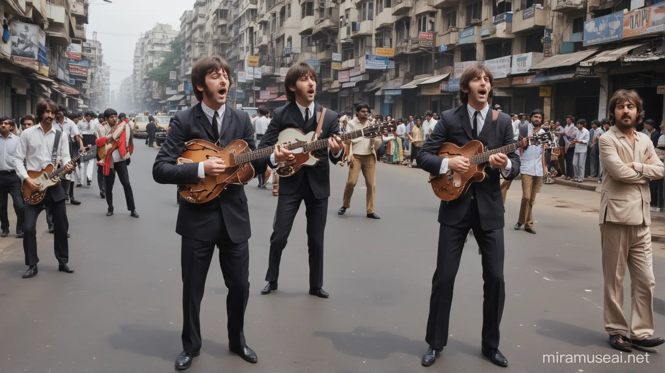 The Beatles Busking Vibrant Street Performance in Mumbai