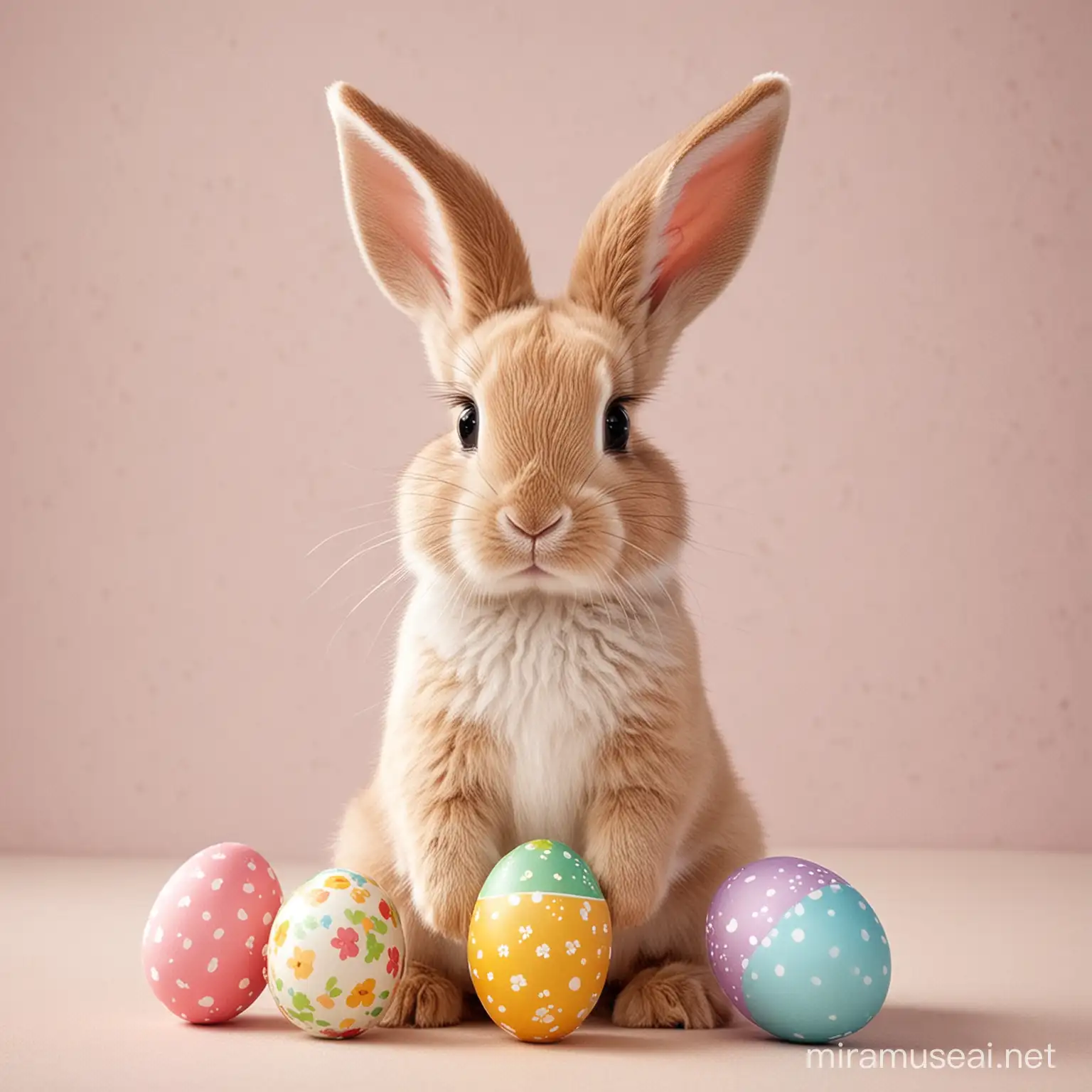 Adorable Easter Bunny with Vibrant Egg Hunt
