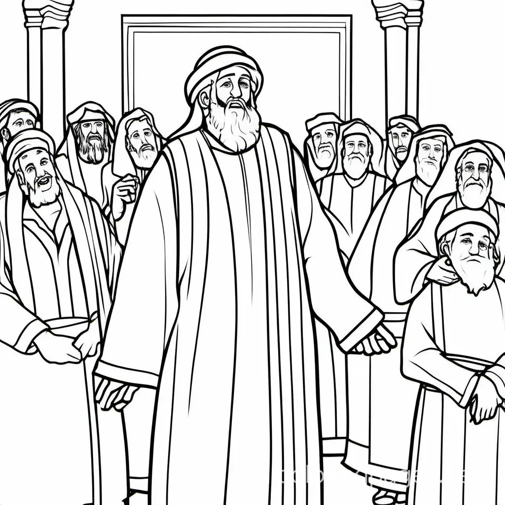 jewish pharisee
, Coloring Page, black and white, line art, white background, Simplicity, Ample White Space. The background of the coloring page is plain white to make it easy for young children to color within the lines. The outlines of all the subjects are easy to distinguish, making it simple for kids to color without too much difficulty
