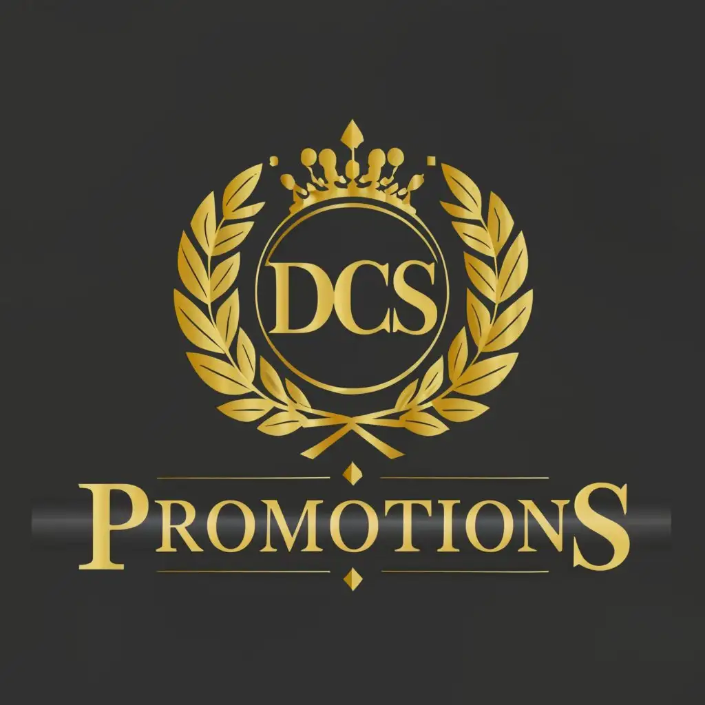 a logo design,with the text "DCS PROMOTIONS", main symbol:Design a logo with a crown or laurel wreath, symbolizing excellence and achievement.,complex,clear background
