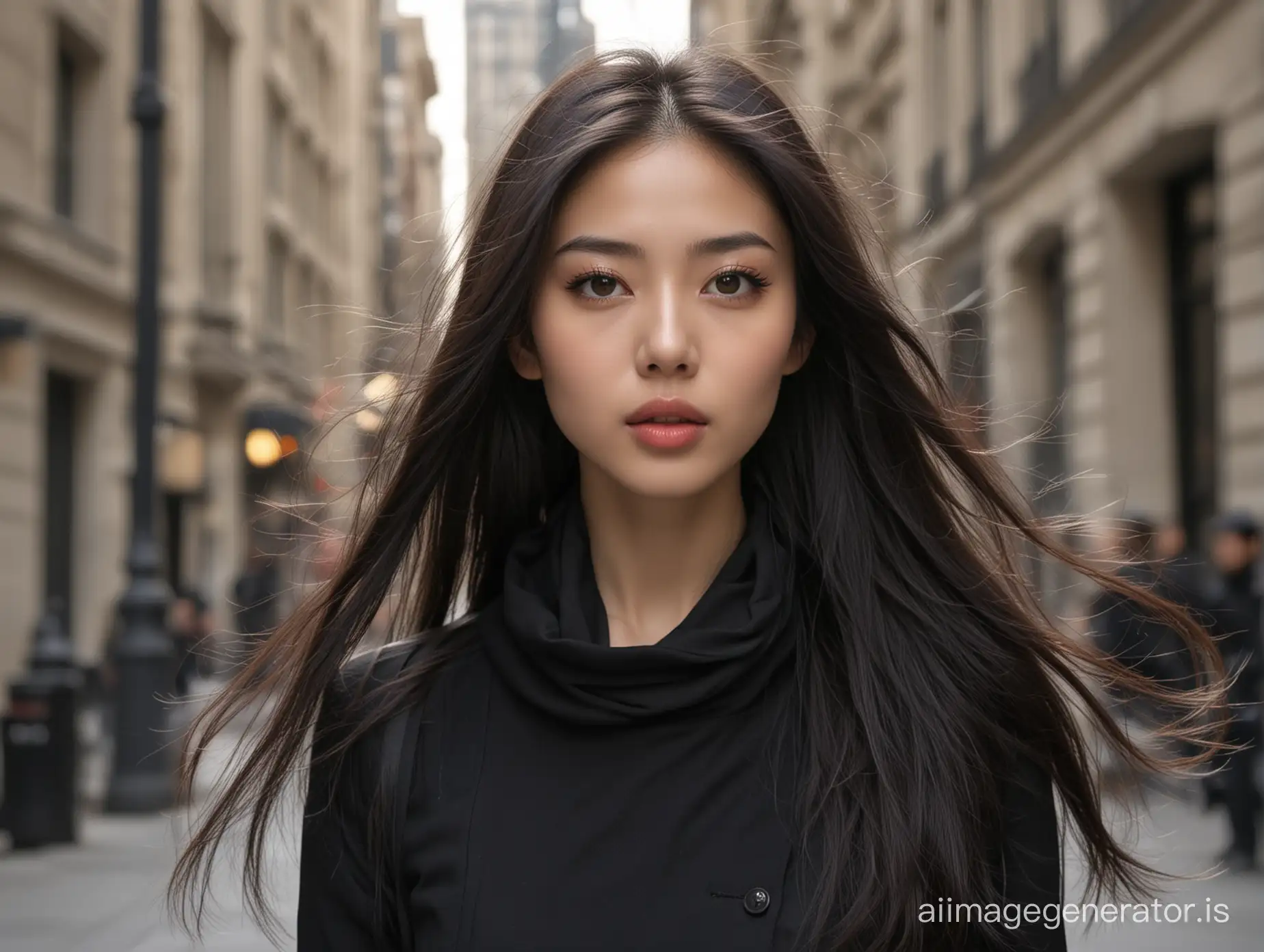 Beautiful-Oriental-Fashion-Model-Portrait-in-Dark-Nighttime-Setting