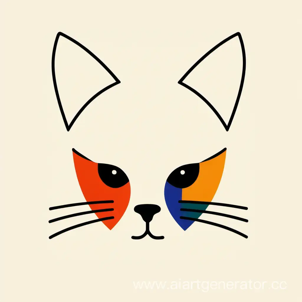 Abstract-Multicolored-Cat-Face-Minimalist-Drawing