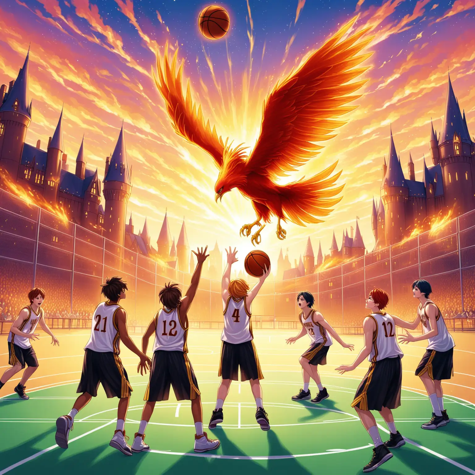 Phoenix and Hogwarts Playing Basketball