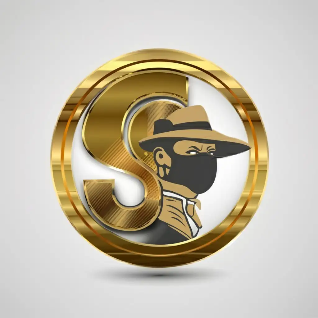 a logo design, with the text 'G', main symbol: Gold, Round, circle, man in costume, spy, Moderate, clear background