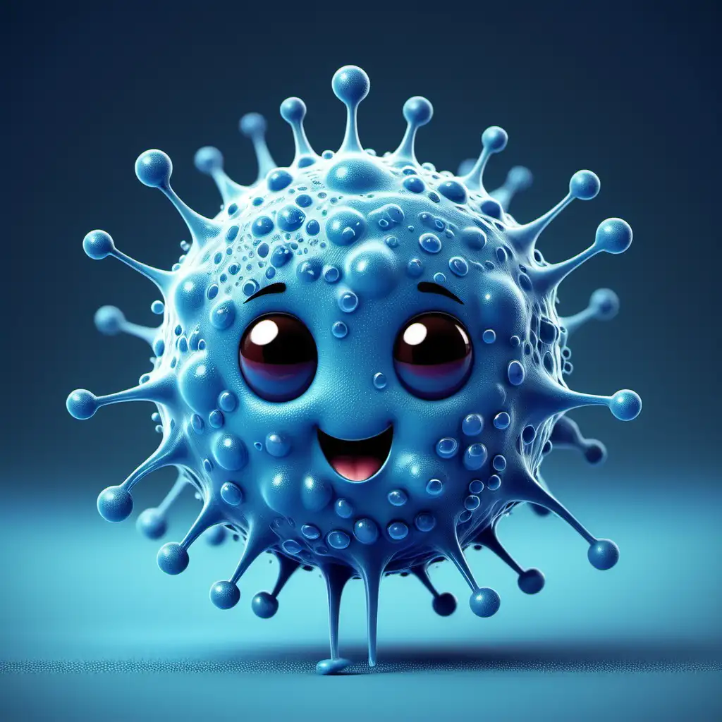 Adorable Blue Immune Cell Illustration
