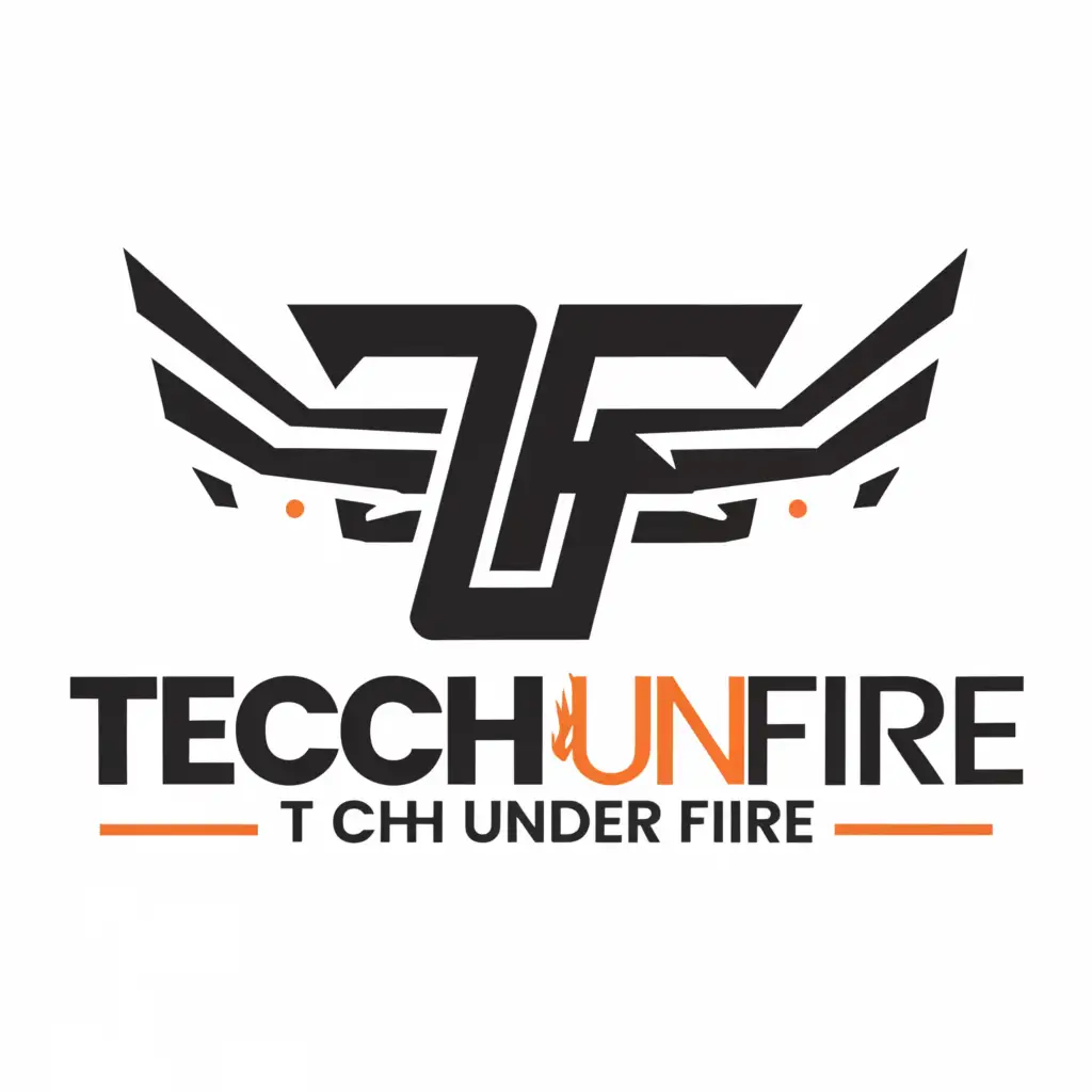 a logo design,with the text "T U F
Tech Under Fire", main symbol:wings,Moderate,clear background