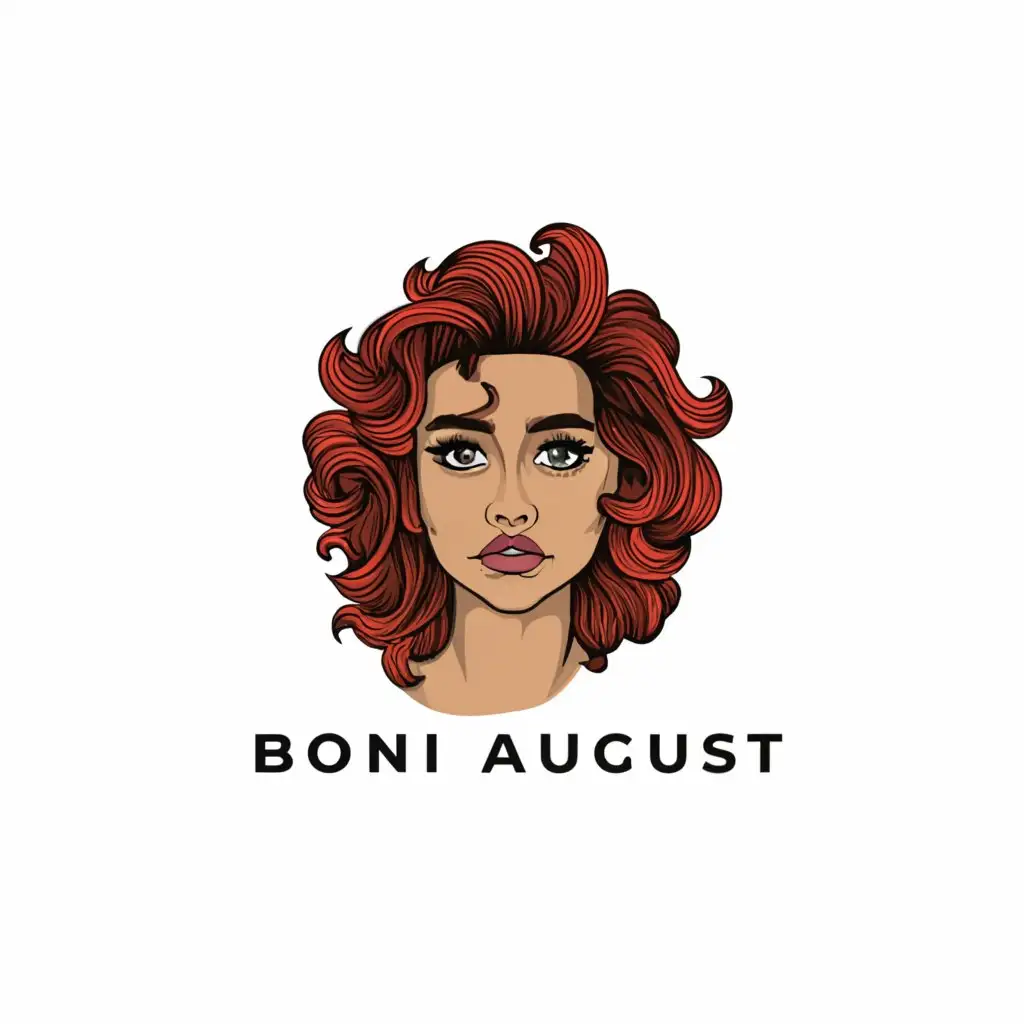 a logo design,with the text "Boni August", main symbol:Cool thick girl,complex,clear background