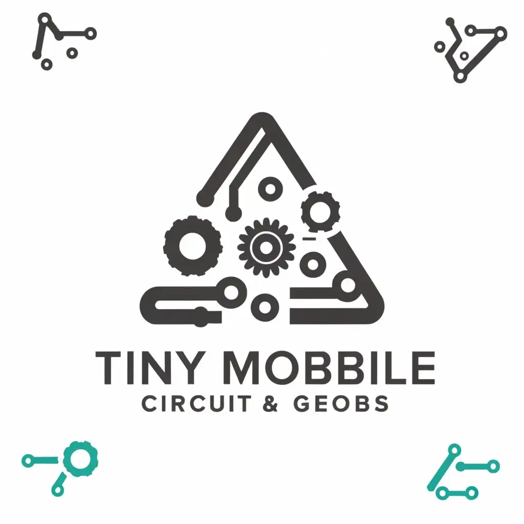 a logo design,with the text "Tiny Mobile Robots, circuits, gears", main symbol:triangle,Moderate,be used in Technology industry,clear background