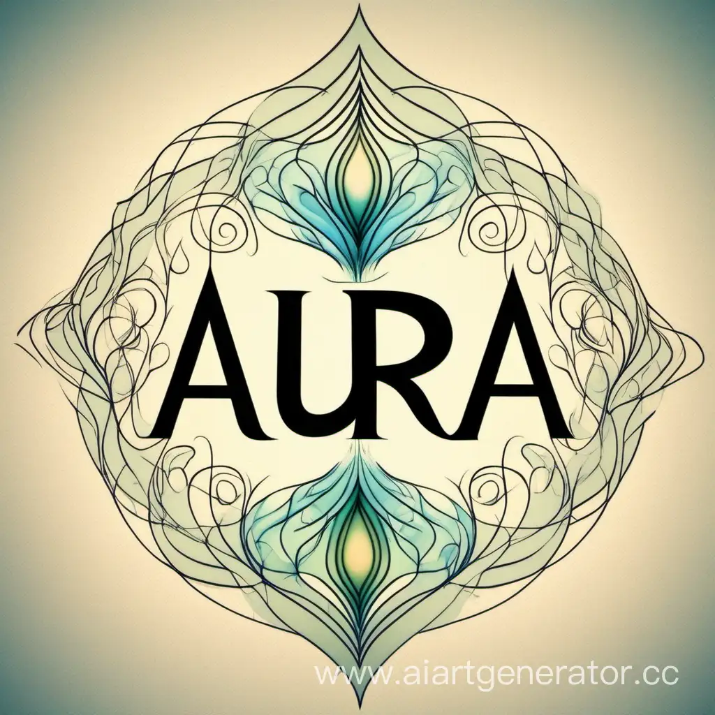 логотип слова "AURA" связанно с запахами и гармонией