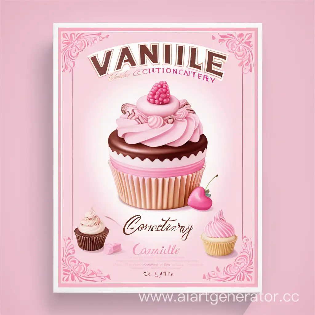 poster for Vanille confectionery in pastel colors and pink colors