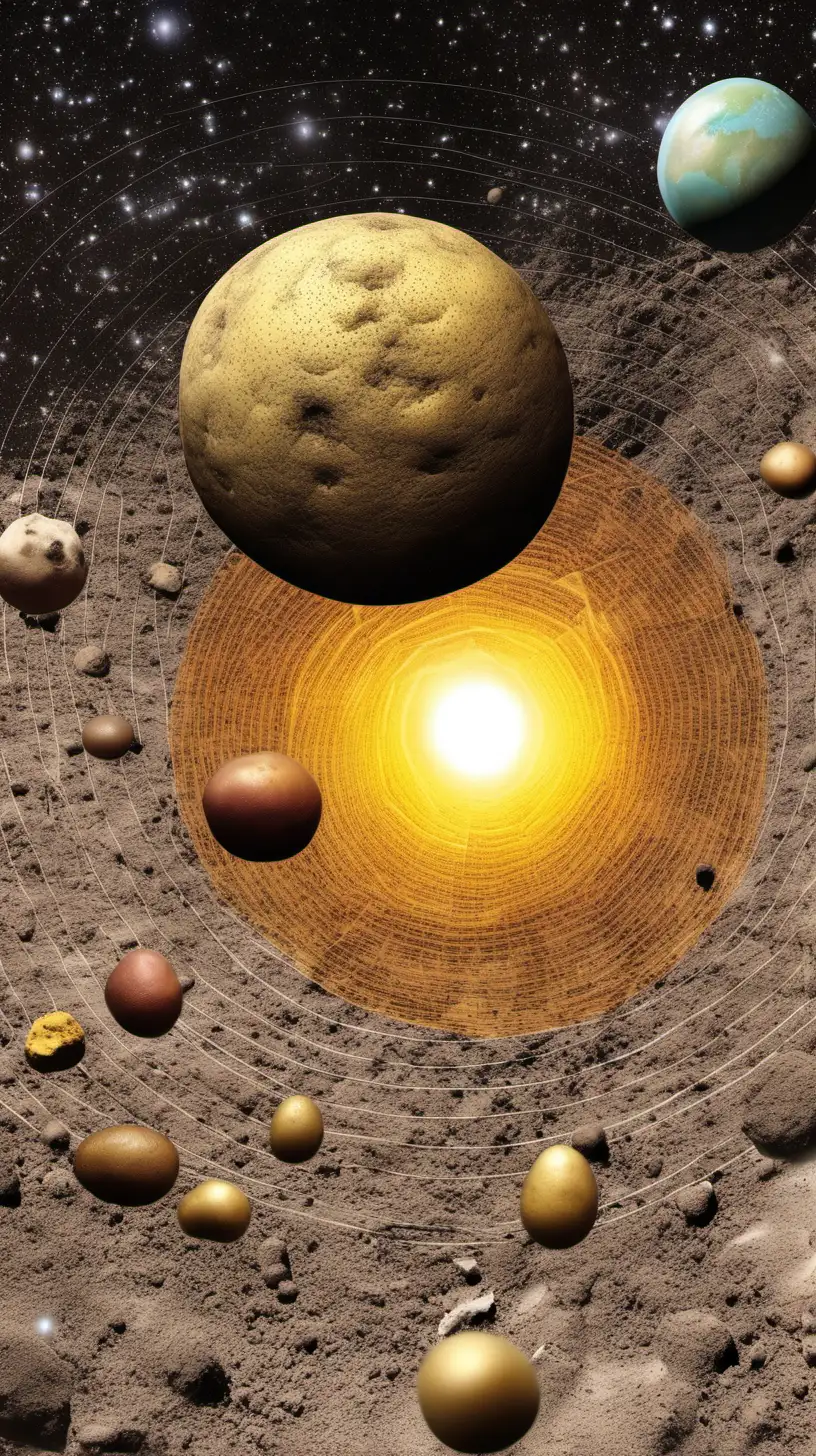 solar system filled with potatoes