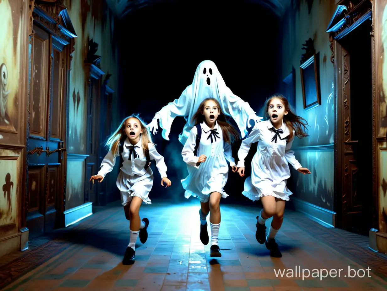 Two schoolgirl friends run away from the scary ghost Karies from the mysterious palace, romanticism