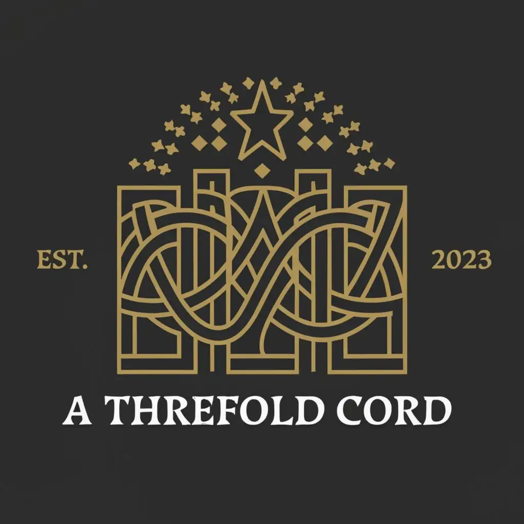 a logo design,with the text "A Threefold Cord", main symbol:Gates, star,  threefd cord,Moderate,be used in Religious industry,clear background