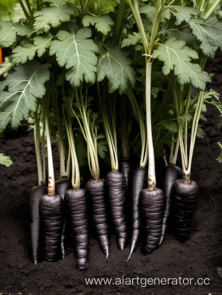 7 
морковки черного цвета на грядке торчат из земли