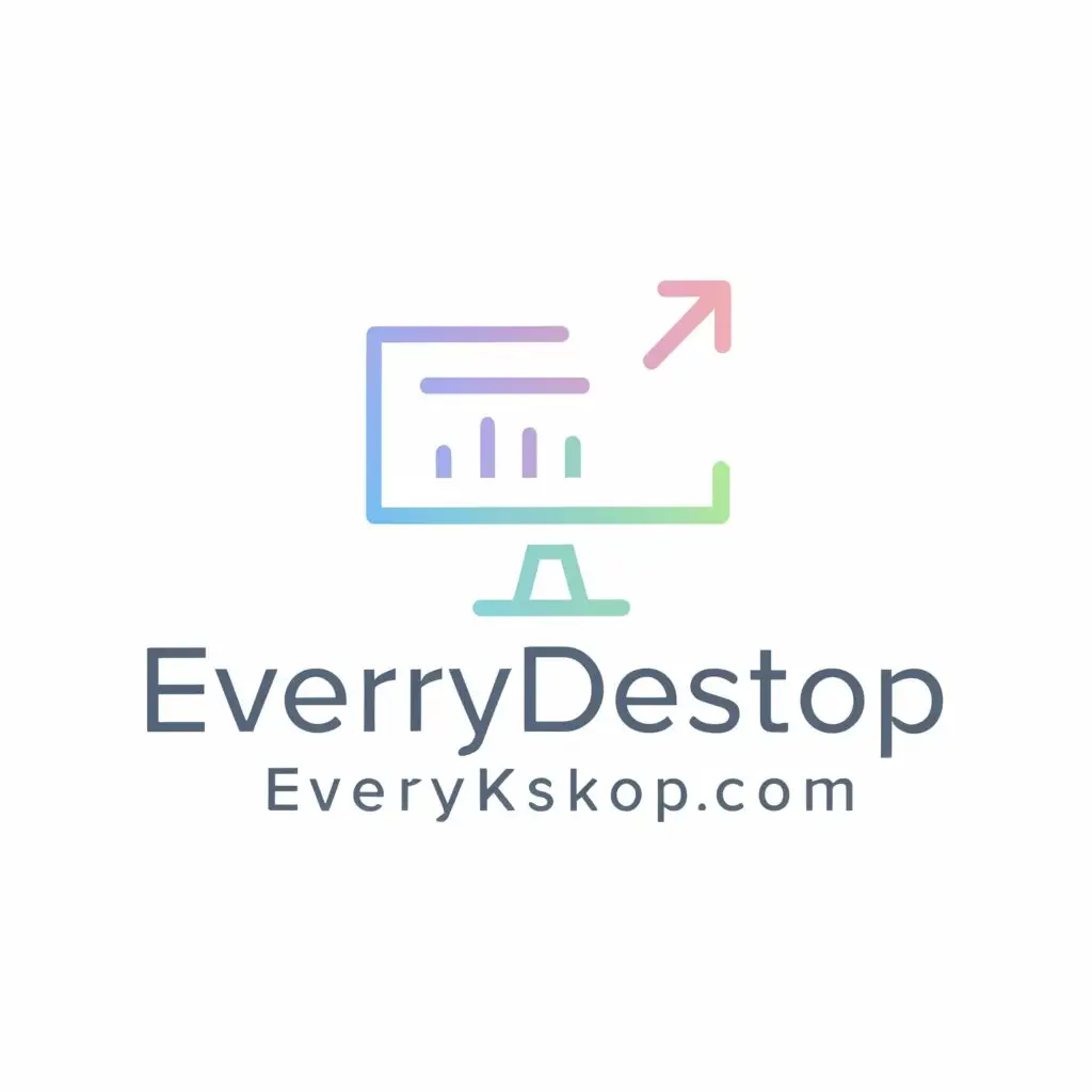 a logo design,with the text EveryDesktop.com, main symbol:A stylized depiction of a computer desktop on a pure white background,Minimalistic,be used in Technology industry,clear background