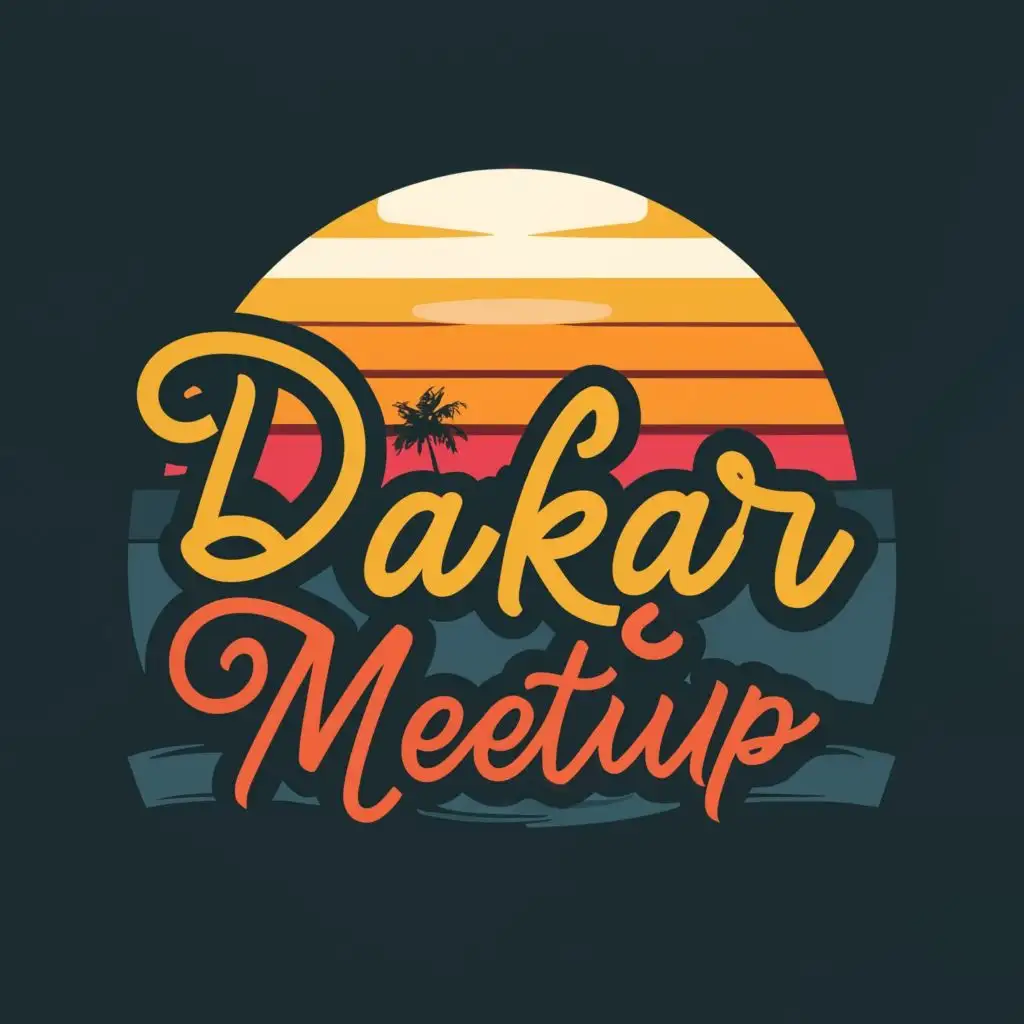 logo, sunset, with the text "Dakar MeetUp", typography, be used in Entertainment industry