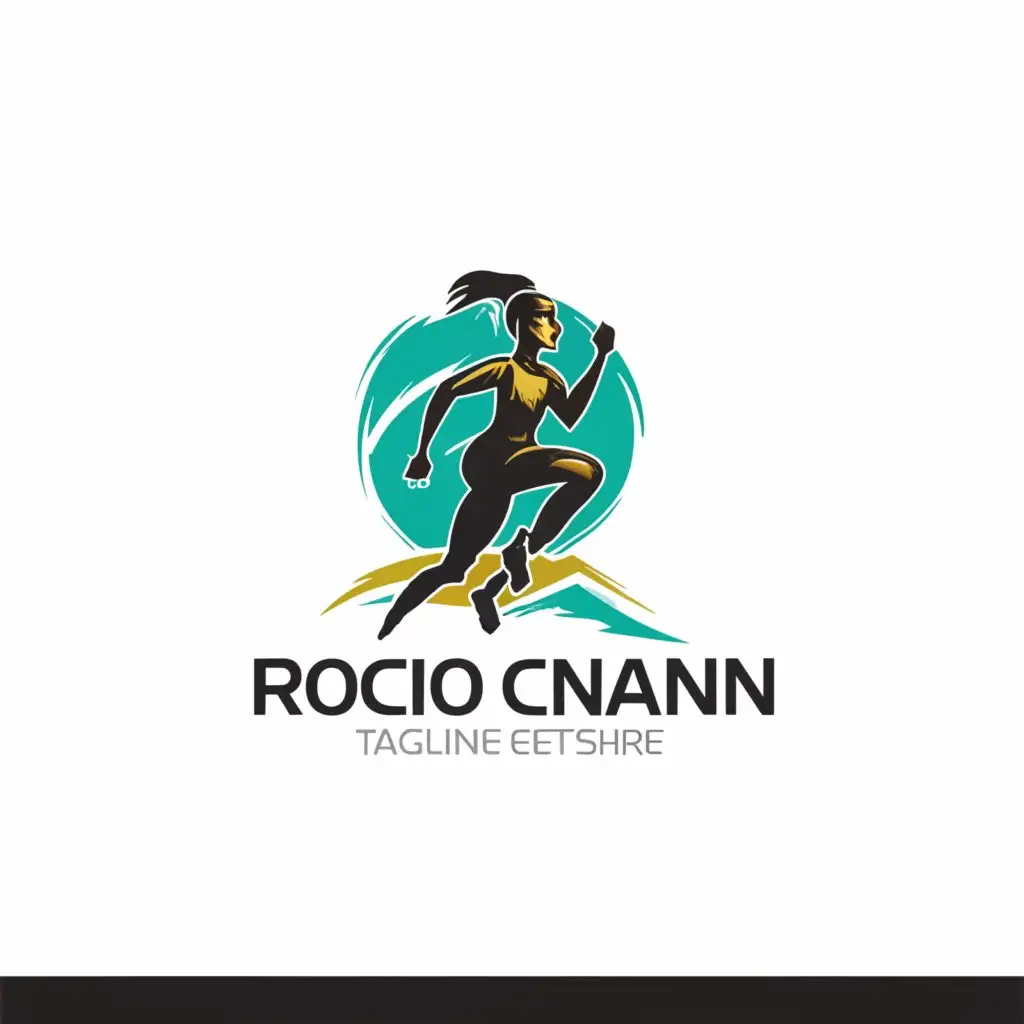 a logo design,with the text "rocio cancan", main symbol:motivation trail runner woman,complex,be used in Sports Fitness industry,clear background