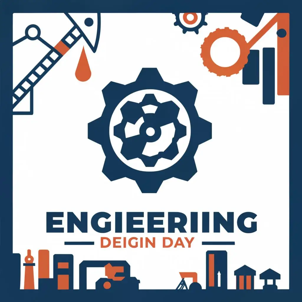 LOGO-Design-for-Engineering-Design-Day-Petroleum-Mechanical-Gears-with-Offshore-and-Construction-Elements-in-Clear-Style
