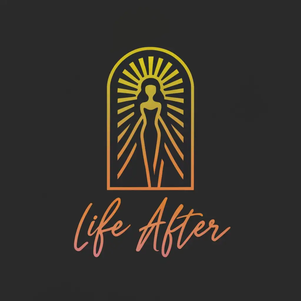 a logo design,with the text 'Life After', main symbol:woman, light, doorway,Moderate,clear background