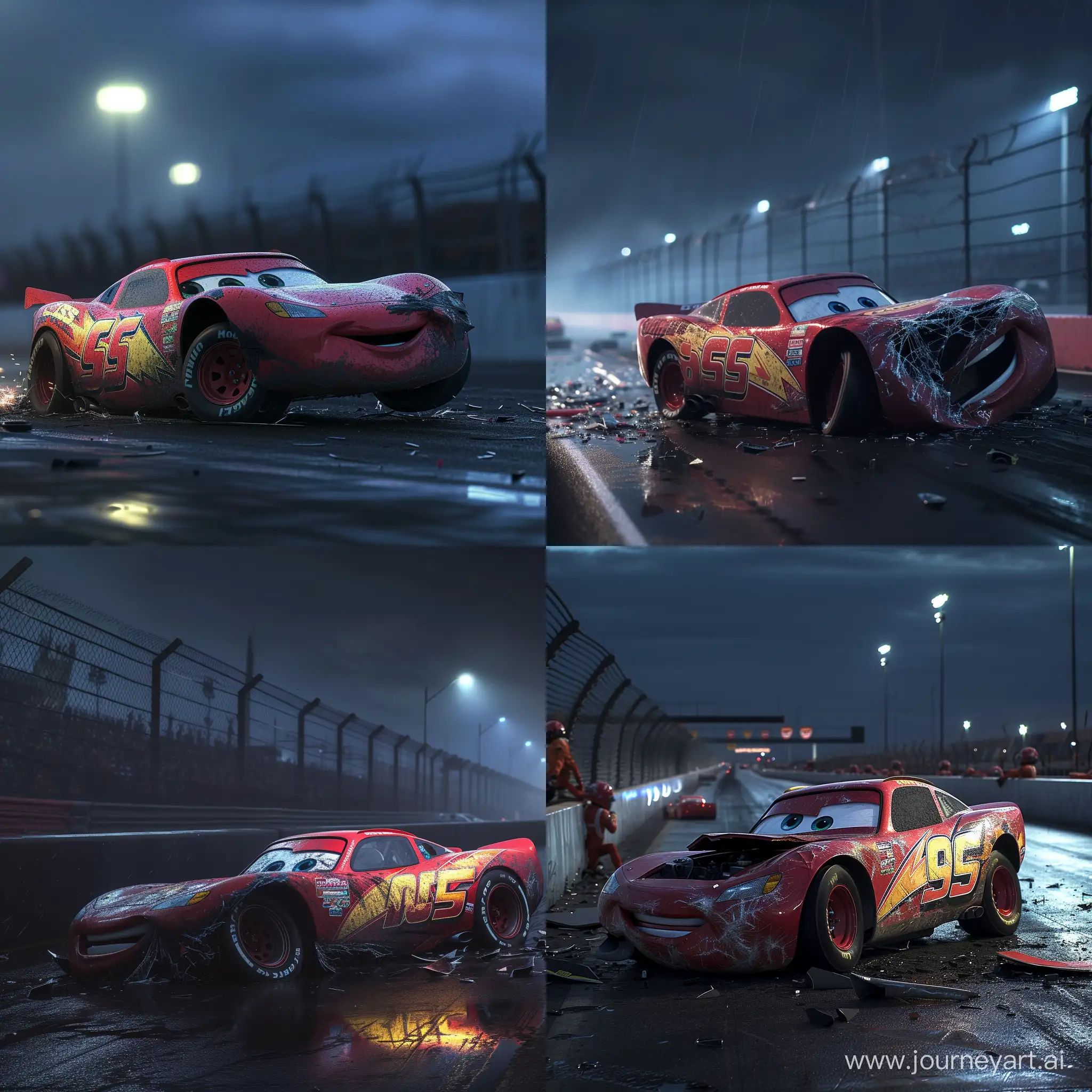 Lightning-McQueen-Racing-Accident-in-the-Dark-Night