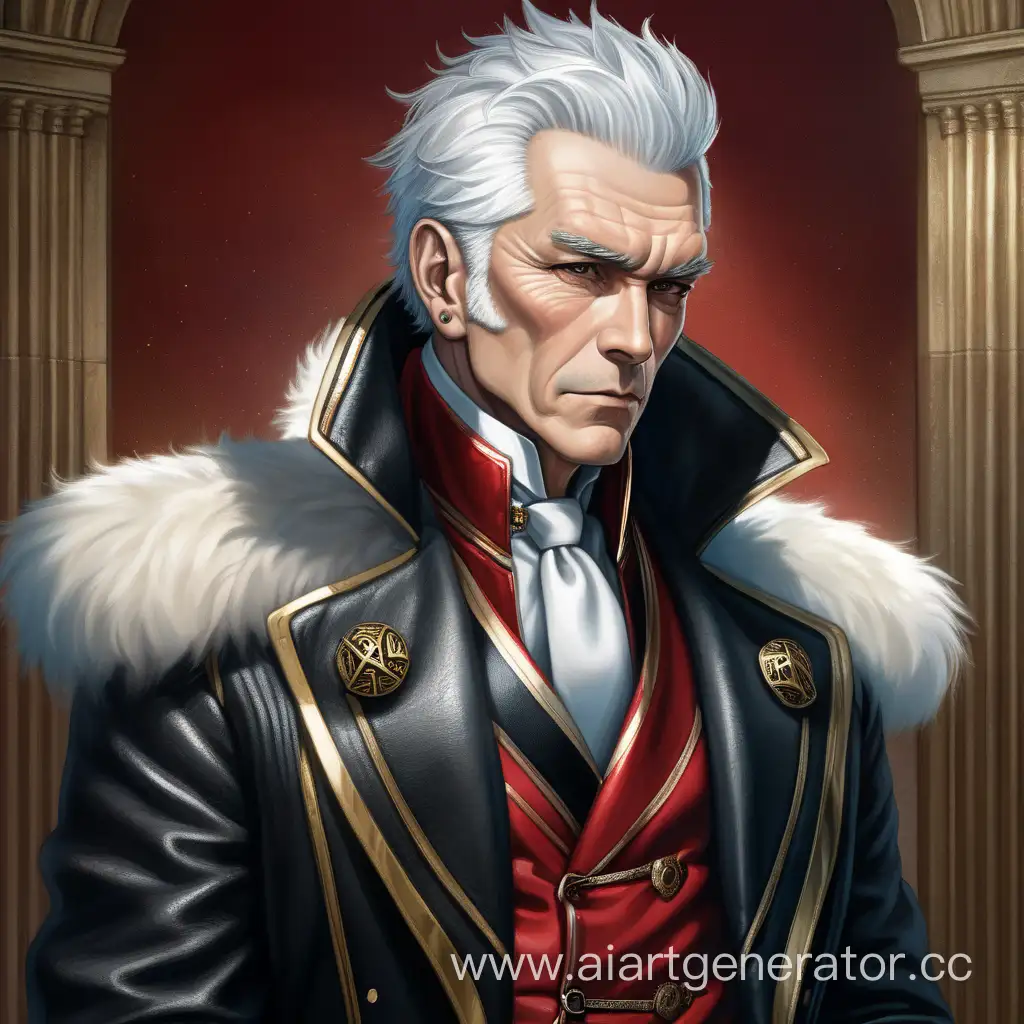 Elegant-Senior-Gentleman-with-Scarred-Eye-in-Red-Frock-Coat-Portrait