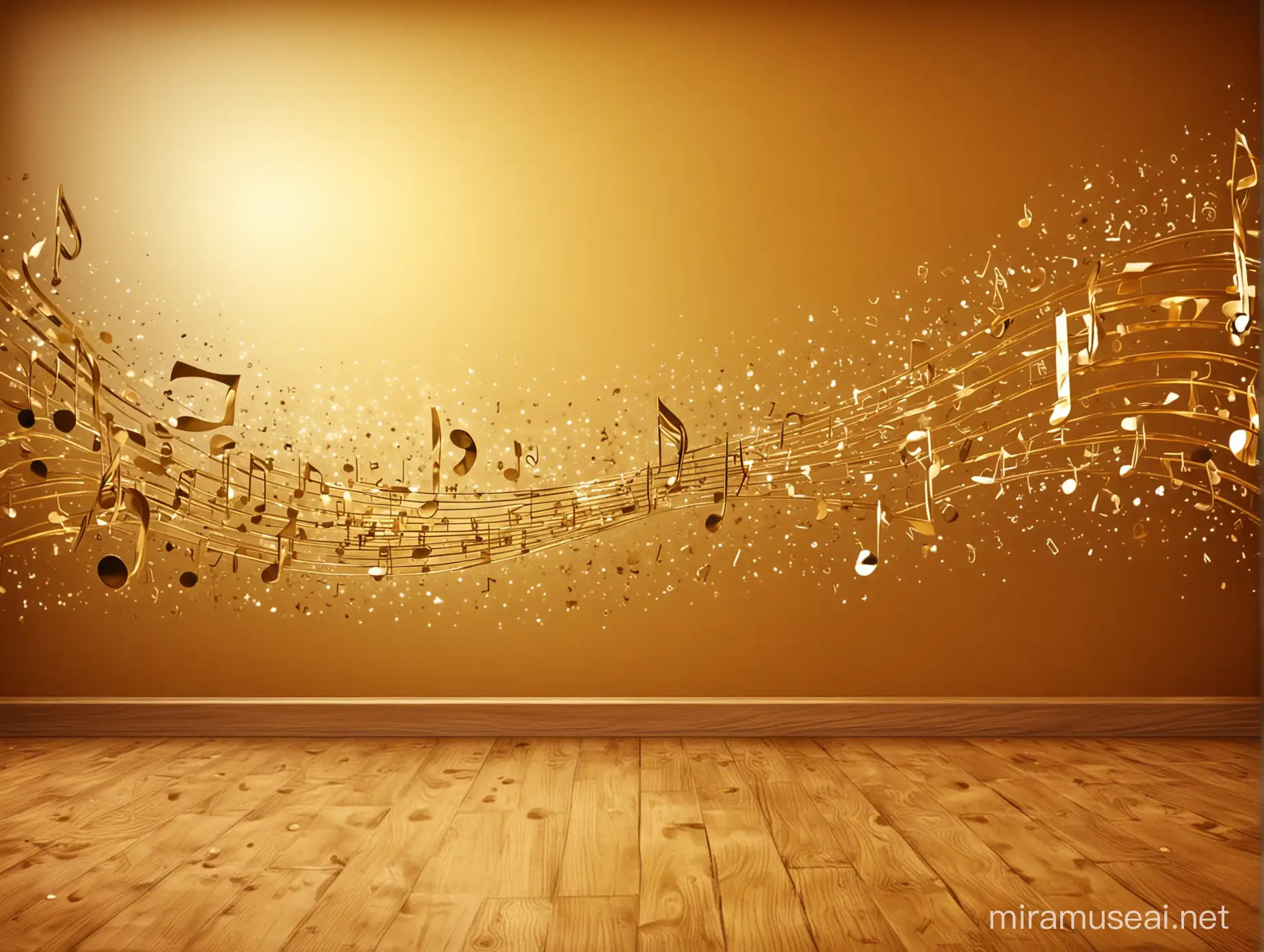 Shimmering Golden Musical Notes on Abstract Background