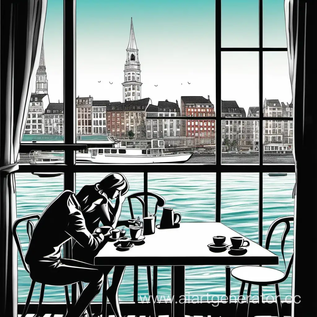 Couple-Enjoying-Coffee-in-Cafe-Overlooking-Scenic-Waterfront-City