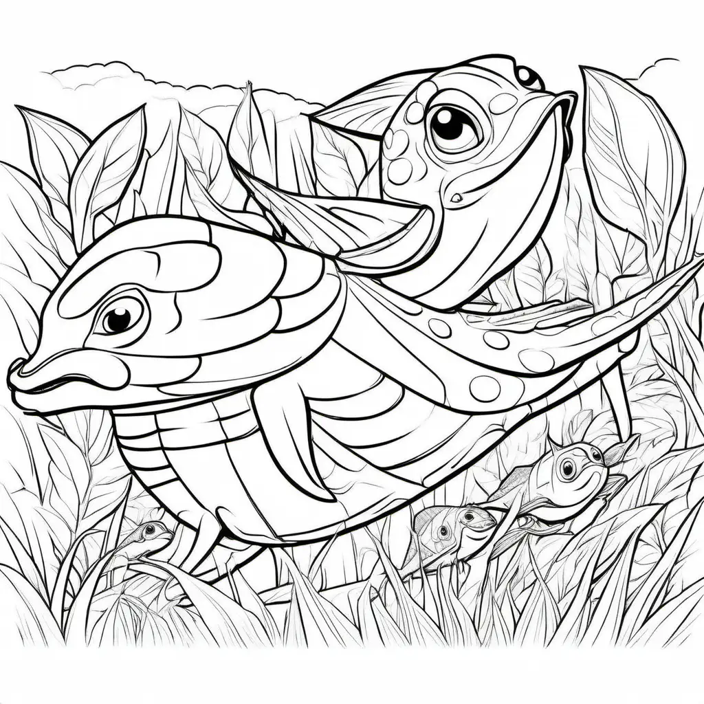 Trouton-Family-Teamwork-Catching-a-Swift-Herbivore-Coloring-Page