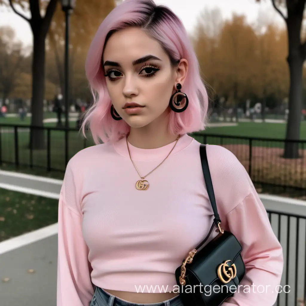 Stylish-Urban-Chic-PinkHaired-Girl-in-a-Trendy-Park-Outfit-with-GUCCI-Bag