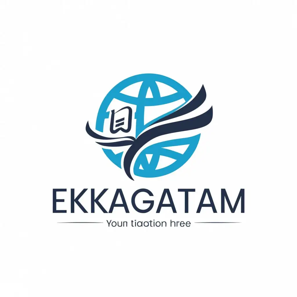 a logo design,with the text "e", main symbol:Request for a text logo for a study center booking platform called 'ekagratam'. Incorporate relevant icons representing education, learning, and booking. Modern and professional design, clear and legible text. Icons include: book, globe, calendar, graduation cap, magnifying glass, user profile. Style: clean, modern, professional, visually appealing, memorable. Color palette: Deep Blue (primary), Light Blue (secondary), Pale Blue (accent), White (neutral). Ensure 'ekagratam' is readable and prominent. Experiment integrating icons with letters while maintaining readability. Cohesive design aligning with platform's branding.,complex,be used in Education industry,clear background