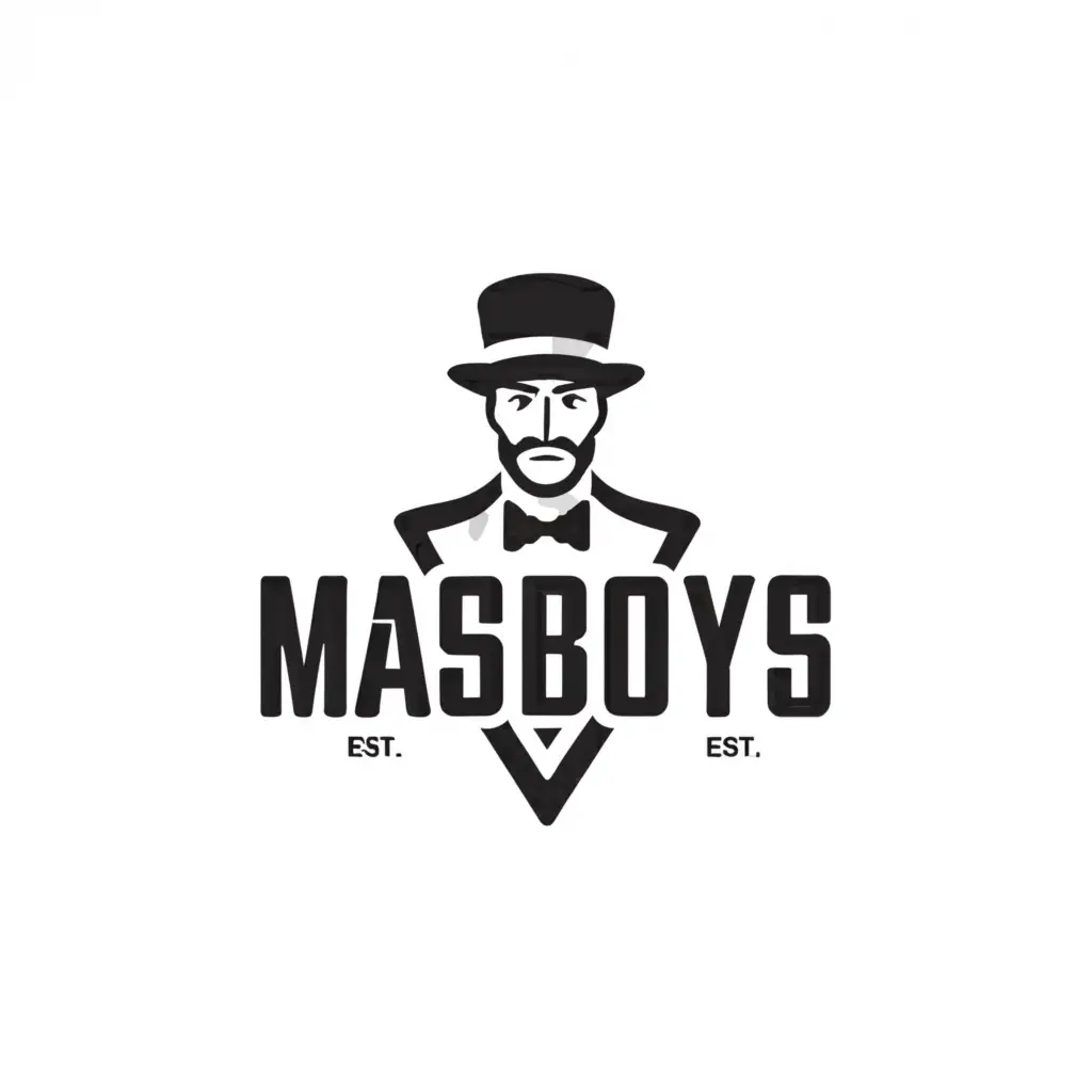 a logo design,with the text "MasBoys", main symbol:Tuxedo man,Moderate,clear background