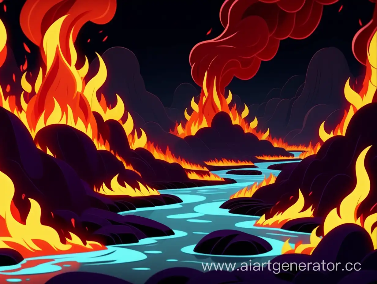 Cartoon-Style-8K-Image-of-a-Mesmerizing-River-of-Fire