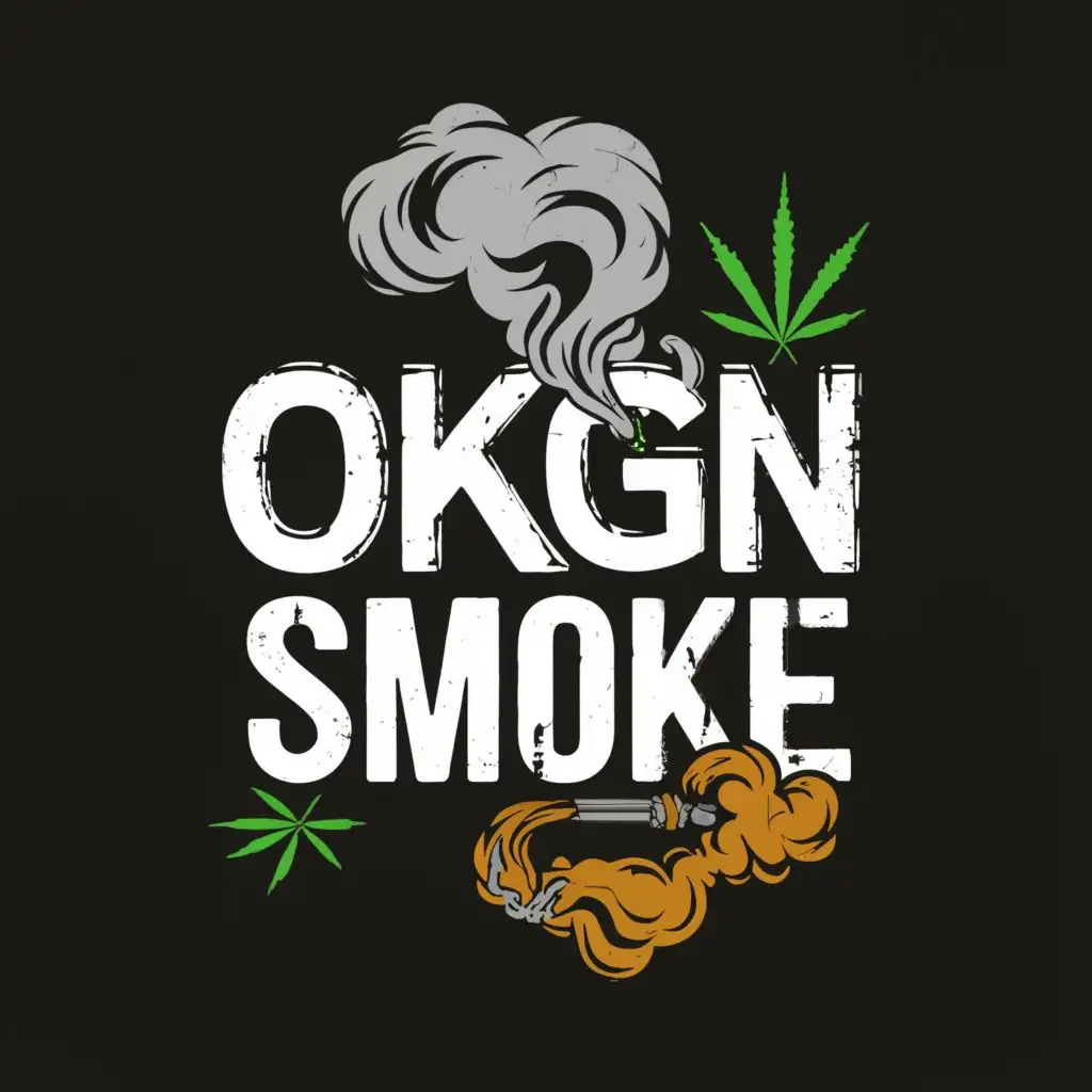 logo, smoke and cannabis, with the text "OKGN Smoke", typography