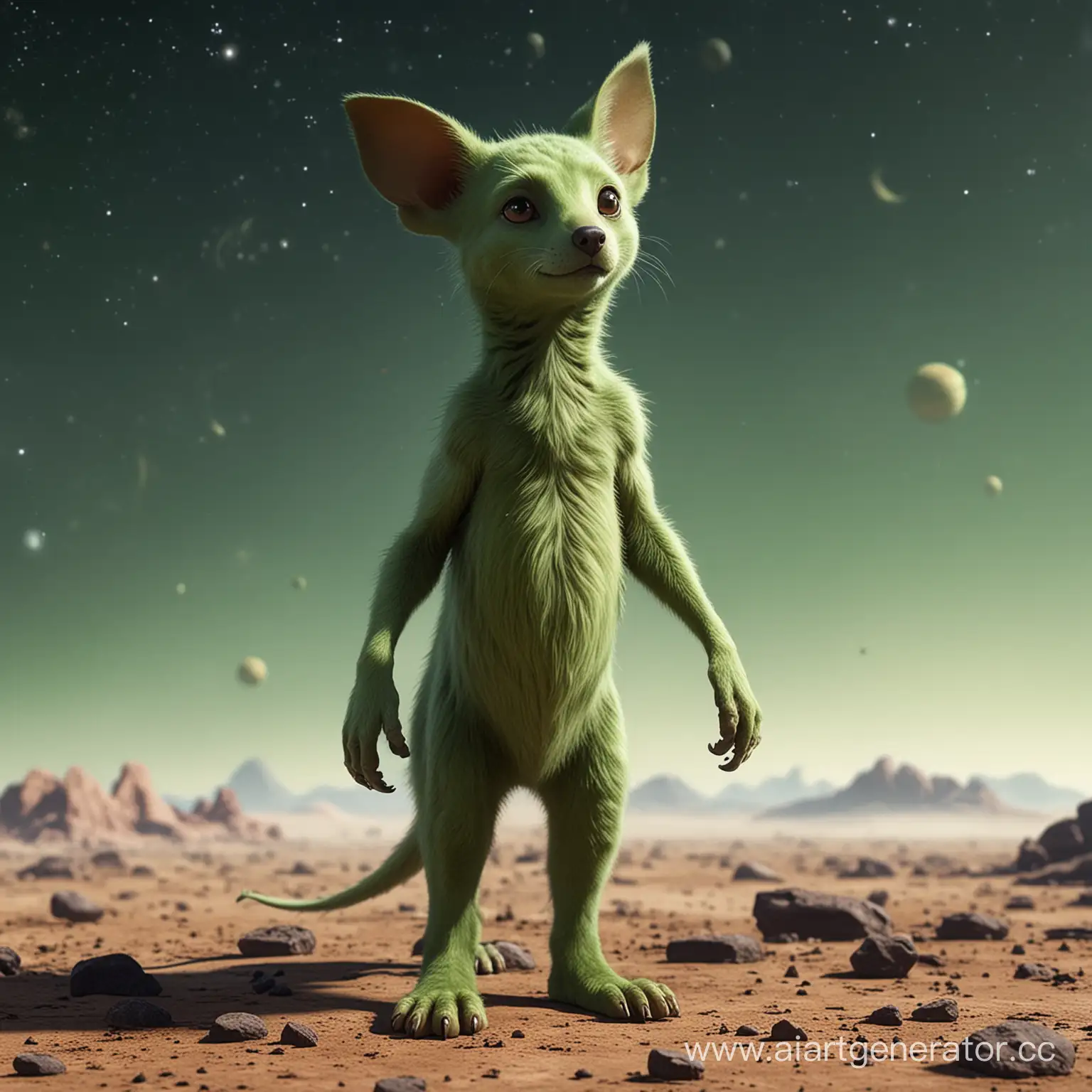 Green-Space-Creature-with-SausageLike-Limbs-on-Distant-Planets