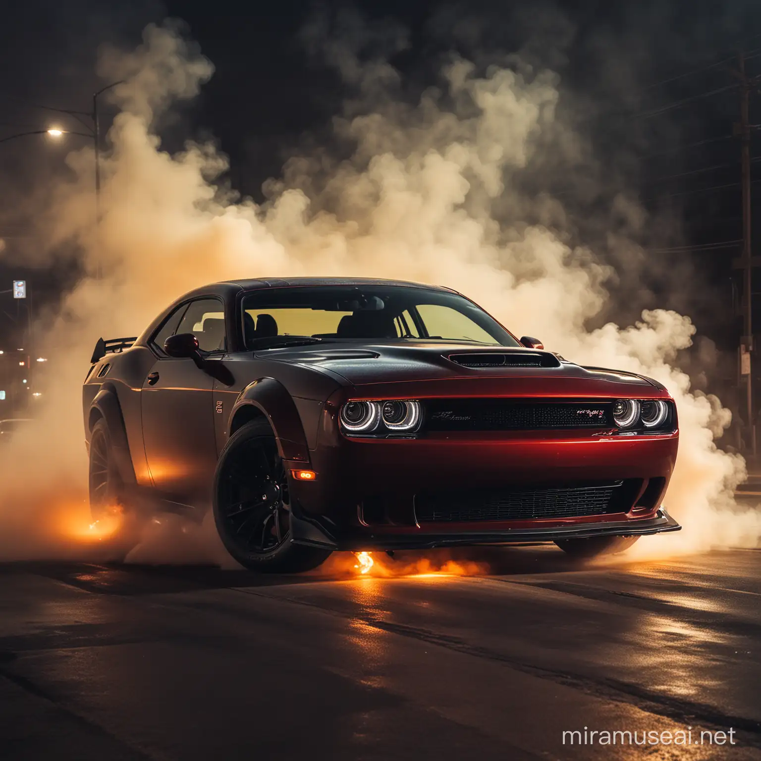Title: "Obscured Dominance: Dodge Challenger SRT Demon in Drift Smoke"


Title: "Ethereal Obscurity: Dodge Challenger SRT Demon in Drift Smoke with Underglow"

Description: "Imagine a mesmerizing scene where a Dodge Challenger SRT Demon is enveloped in dense drift smoke, its form obscured yet its presence unmistakable. Enhancing this captivating image, vibrant underglow or ground effects lighting illuminates the surrounding haze, casting an otherworldly glow upon the scene. The lights should dance along the edges of the car's chassis, adding an ethereal and futuristic element to the composition. Amidst the swirling smoke and pulsating lights, the SRT Demon's headlights bleed through, casting an eerie yet captivating illumination. The overall effect should be one of enigmatic allure, as if the car exists in a realm between reality and fantasy, its power and mystique transcending the confines of the ordinary. Let the artwork evoke a sense of wonder and fascination, drawing the viewer into a world where the boundaries of imagination and reality crisp."
