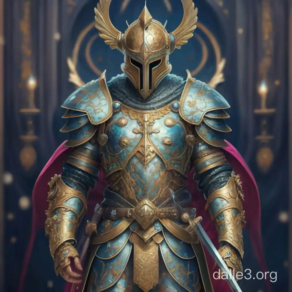 hyper realistic knight in extravagant jewel encrusted armor and sword bling 