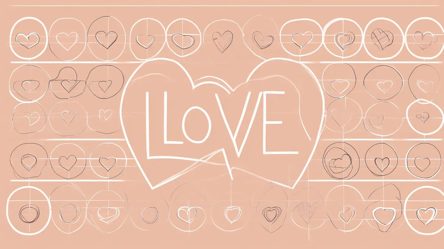 Romantic Love Circle Art with Loose Lines and Muted Colors