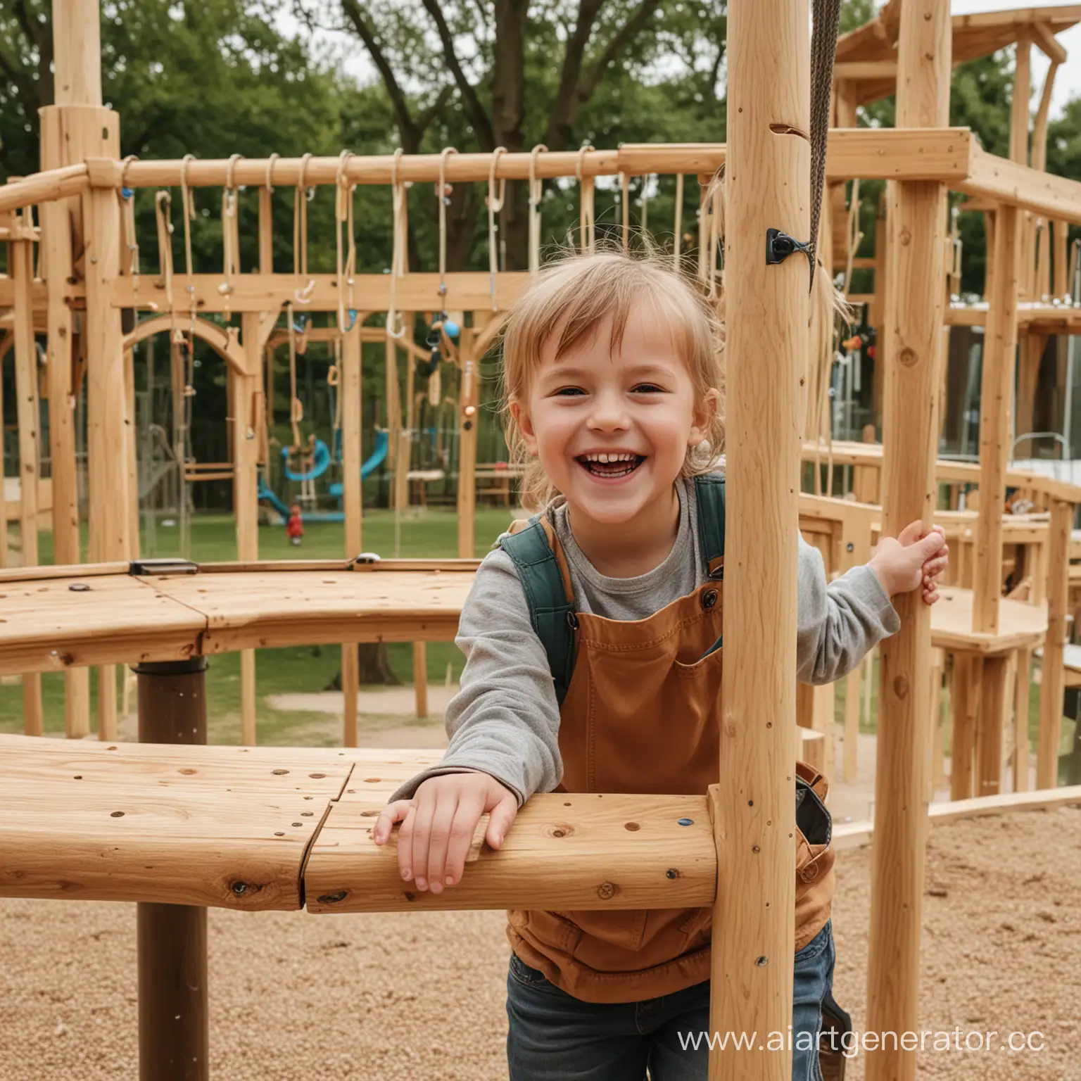 Cheerful-Child-Enjoying-Wooden-Playground-Fun