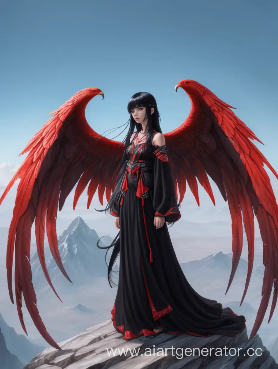 Enchanting-BlackHaired-Girl-with-Majestic-Red-Wings-atop-a-BloodRed-Mountain