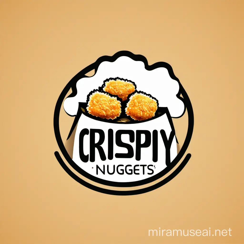 Crispy Rice Nuggets Logo Playful Characters Enjoying Golden Treats