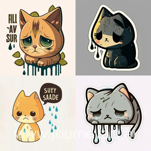 Sad Cat , sticker , vector , hd , cute