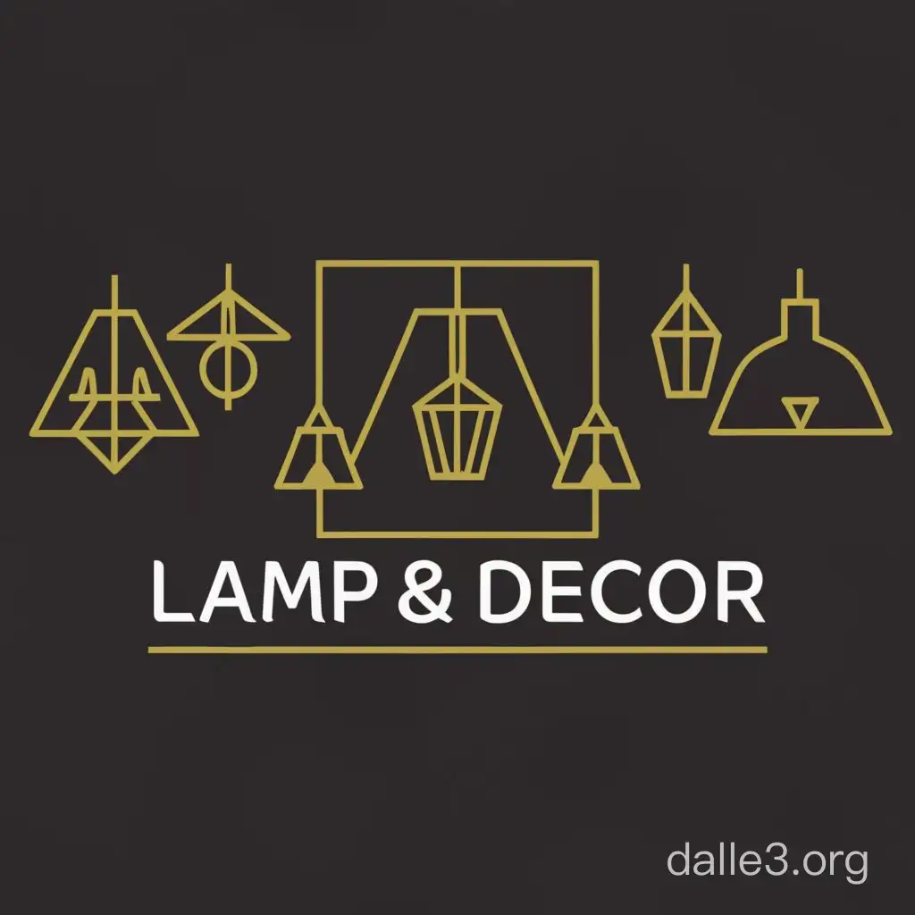 logo, Shop selling lighting equipment (chandeliers, floor lamps, table lamps), name "Lamp & decor", minimalism